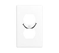 LLKGOT Panneau mural à double prise avec motif visage souriant - Couvercle d'alimentation domestique durable pour prises et interrupteurs décoratifs