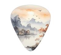 LLKGOT Peinture d'oiseaux et de montagnes médiators pour guitare 12 pièces avec trois combinaisons d'épaisseur pour guitare basse et ukulélé