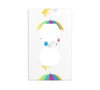 LLKGOT Petit lapin blanc sous un parapluie Motif double prise murale couvercle d'alimentation domestique durable pour prises et interrupteurs décoratifs