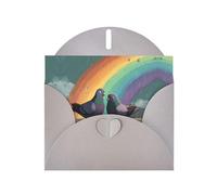 LLKGOT Pigeons Under The Rainbow Carte de vœux en papier nacré double face effet nacré