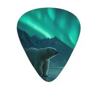 LLKGOT Polar Bear in the Northern Lights Lot de 12 médiators pour guitare avec trois épaisseurs pour guitare basse et ukulélé