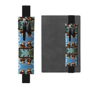 LLKGOT Porte-stylo en cuir avec deux singes imprimés pour journaux, agendas, planificateurs - Pochette à sangle réglable