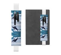 LLKGOT Porte-stylo en cuir avec imprimé baleines en mer pour journaux, agendas, planificateurs - Pochette à sangle réglable