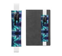 LLKGOT Porte-stylo en cuir avec imprimé ours polaire aurore boréale pour journaux, agendas, planificateurs - Pochette à sangle réglable