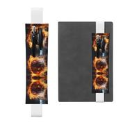 LLKGOT Porte-stylo en cuir avec motif de basket-ball sur le feu et l'eau - Impression éclaboussures de flamme pour journaux, agendas, planificateurs - Pochette à sangle réglable