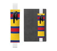 LLKGOT Porte-stylo en cuir avec motif drapeau de la Colombie pour journaux, agendas, planificateurs - Pochette à sangle réglable
