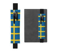 LLKGOT Porte-stylo en cuir avec motif drapeau suédois pour journaux, agendas, planificateurs - Pochette à sangle réglable