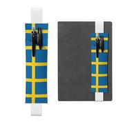LLKGOT Porte-stylo en cuir avec motif drapeau suédois pour journaux, agendas, planificateurs - Pochette à sangle réglable
