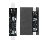 LLKGOT Porte-stylo en cuir, marque-page avec impression rose noire pour journaux, agendas, planificateurs - Pochette à sangle réglable