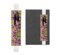 LLKGOT Porte-stylo en cuir, marque-page, belle impression orchidées pour journaux, agendas, planificateurs - Pochette à sangle réglable