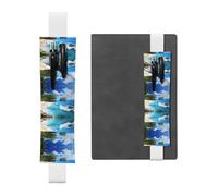 LLKGOT Porte-stylo en cuir, marque-page, impression de plage agréable pour journaux, agendas, planificateurs - Pochette à sangle réglable