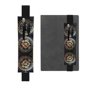 LLKGOT Porte-stylo en cuir, marque-page, impression engrenages steampunk cool pour journaux, agendas, planificateurs - Pochette à sangle réglable