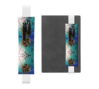 LLKGOT Porte-stylo en cuir, marque-page, impression îles des Caraïbes, pour journaux, agendas, planificateurs - Pochette à sangle réglable