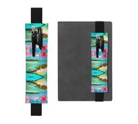 LLKGOT Porte-stylo en cuir, marque-page, impression paysage des Caraïbes pour journaux, agendas, planificateurs - Pochette à sangle réglable