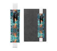 LLKGOT Porte-stylo en cuir, marque-page, motif tortue, pieuvre, imprimé sur le thème de l'océan pour journaux, agendas, planificateurs - Pochette à sangle réglable