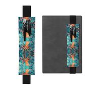 LLKGOT Porte-stylo en cuir, marque-page, motif tortue, pieuvre, imprimé sur le thème de l'océan pour journaux, agendas, planificateurs - Pochette à sangle réglable