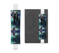 LLKGOT Porte-stylo en cuir, marque-page, ours polaire dans la neige, impression pour journaux, agendas, planificateurs - Pochette à sangle réglable
