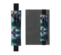 LLKGOT Porte-stylo en cuir, marque-page, ours polaire dans la neige, impression pour journaux, agendas, planificateurs - Pochette à sangle réglable