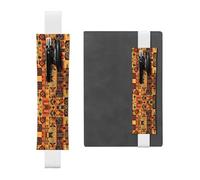 LLKGOT Porte-stylo en cuir, marque-page style africain, impression patchwork pour journaux, agendas, planificateurs - Pochette à sangle réglable