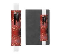 LLKGOT Porte-stylo en cuir pour marque-page avec impression de fleurs d'abricot pour journaux, agendas, planificateurs - Pochette à sangle réglable