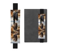 LLKGOT Porte-stylo en cuir pour marque-page avec motif troupeau de bisons d'Amérique du Nord pour journaux, agendas, planificateurs - Pochette à sangle réglable