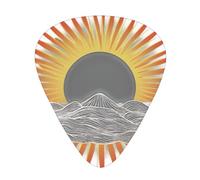 LLKGOT Rising Sun of Mt. Picture Lot de 12 médiators pour guitare avec trois épaisseurs pour guitare basse et ukulélé