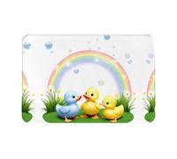LLKGOT Tapis de sol antidérapant motif petit canard jaune jouant avec des bulles pour intérieur et extérieur, convient pour les entrées de chambre à coucher et de salle de bain, 40,6 x 61 cm