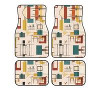 LLKGOT Tapis de sol de voiture à motif moderne du milieu du siècle avec avant et arrière antidérapants pour voitures, camions et SUV