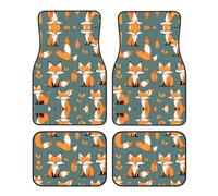 LLKGOT Tapis de sol de voiture à motif renard jaune avec avant et arrière antidérapants pour voitures, camions et SUV