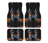 LLKGOT Tapis de sol de voiture avec motif château de citrouille antidérapant à l'avant et à l'arrière pour voitures, camions et SUV