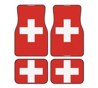 LLKGOT Tapis de sol de voiture avec motif drapeau suisse antidérapant à l'avant et à l'arrière, convient pour les voitures, camions et SUV