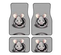 LLKGOT Tapis de sol de voiture avec motif rat gris antidérapant à l'avant et à l'arrière pour voitures, camions et SUV