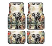 LLKGOT Tapis de sol de voiture motif éléphants dans la forêt avec avant et arrière antidérapants pour voitures, camions et SUV