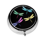LLKGOT The Four Dragonfly Brothers Mini pilulier rond avec 3 compartiments pour le rangement des pilules et le voyage portable