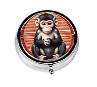 LLKGOT The Silent Monkey Picture Mini pilulier rond avec 3 compartiments pour le rangement des pilules et le voyage portable