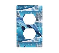 LLKGOT Winter the Dolphin Pattern Dual Socket Wall Panel Household Power Cover Durable for Decorative Sockets and Switch
