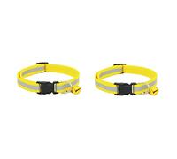 LLKOZN Lot de 2 colliers réfléchissants réglables pour chien, fermeture de sécurité avec cloche, pour chat et chien, jaunes