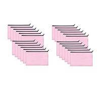 LLKOZN Lot de 24 trousses de maquillage en toile rose, grands cosmétiques avec fermeture éclair plus de couleur, fermeture éclair en toile, trousse à crayons DIY, Rose