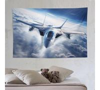 LLLBBB Airplane Chasseur Tapisserie Murale En Tissu Imprimé, Tenture Murale Suspendue Esthétique Ultra Douce, Décoration Pour 150×230cm