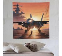 LLLBBB Airplane Chasseur Tapisseries Murales Suspendues, Décoration Artistique Rectangulaire, Tissu Imprimé Pour Salon Et Chambre À Coucher Tenture 150×150cm
