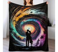 LLLBBB Amour de la Galaxie Couverture en Flannel Douce Chaude, Lavable en Machine, Couvertures pour Canapé Ou Lit. 140×180cm