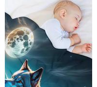 LLLBBB Animal Loup Couverture Confortable, Chaude, Douce, Confortable, Facile d'entretien, Lavable en Machine, pour Lit Ou Canapé 130×180cm