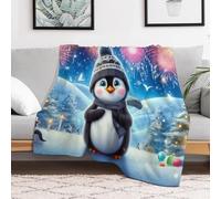 LLLBBB Animal Pingouin Polaire Couverture en Flanelle Flannel, Couvertures Confortable Douce pour Lit, Sofa Et Canapé-Lit 180×200cm