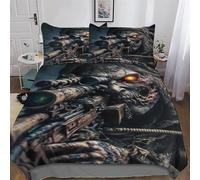 LLLBBB Armée des Morts Soldat Zombie Parures De Lit avec Taies d'oreiller, Housse De Couette Polyester Ensemble Microfibre Douce pour Hommes Et Femmes Single(135x200cm)