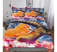 LLLBBB Capricorne Zodiac Wall Art Housse Couette 2 Pièces Housse De Couette Microfibre avec Taie d'oreiller pour Enfants Adultes Ensemble De Literie Single(135x200cm)