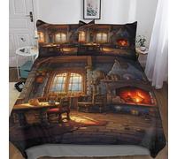 LLLBBB Chalet Douillet Parure De Lit 2 Pièces avec Housse De Couette Et Taie d'oreiller, Microfibre Douce, 3D Housse Coutte pour Enfants Adultes Single(135x200cm)