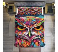 LLLBBB Chouette Housse De Couette avec Taie d'oreiller Parure De Lit pour Toutes Les Saisons Microfibre Ensemble Housse Couette King(220x240cm)