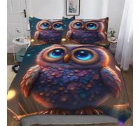 LLLBBB Chouette Housse De Couette avec Taie d'oreiller Parure De Lit pour Toutes Les Saisons Microfibre Ensemble Housse Couette Double (200x200cm)