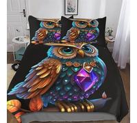 LLLBBB Chouette Housse De Couette avec Taie d'oreiller Parure De Lit pour Toutes Les Saisons Microfibre Ensemble Housse Couette Double (200x200cm)