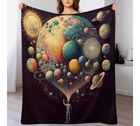 LLLBBB Coloré Planet Plaid Couverture Polaire, Couvertures en Toute Saison Légère Chaude Douce Moelleuse pour Lit Et Canapé-lit 100×130cm